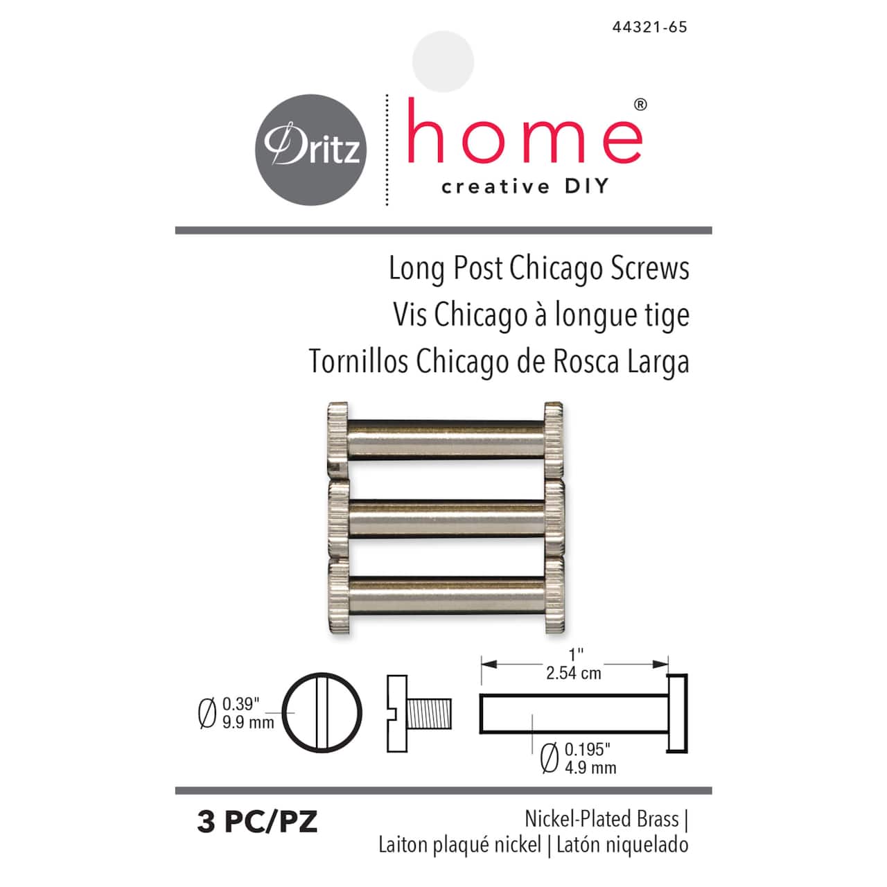 Dritz® Home Nickel Long Post Chicago Screws for Binding, 3ct.